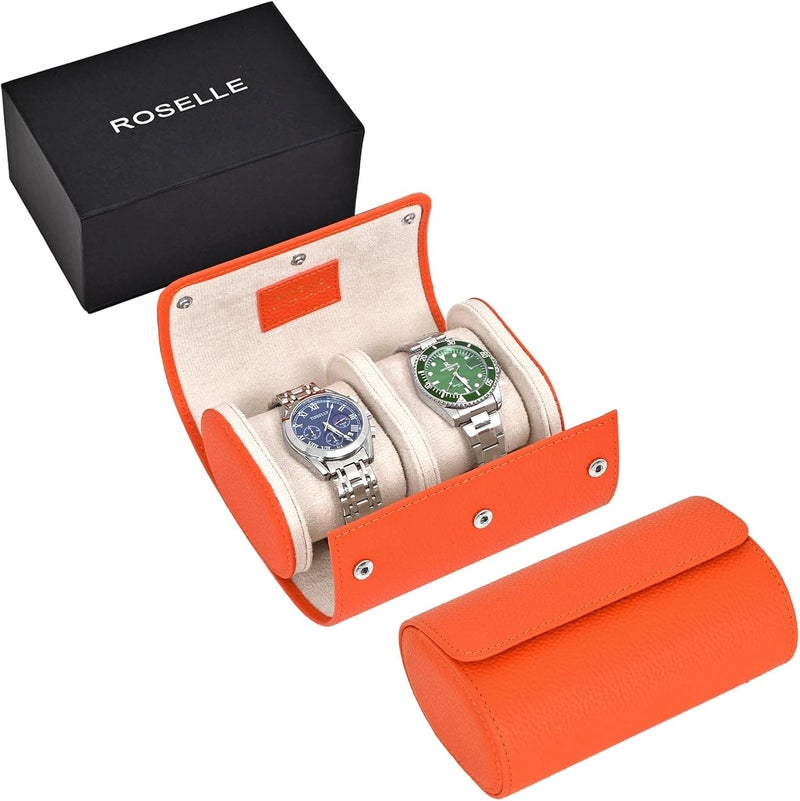 ROSELLE Genuine Leather Watch Roll Travel Case - Watch Roll Case For 2 Watches With Luxury Lining - Protect, Travel,Store and Display Fine Watches - Image 1